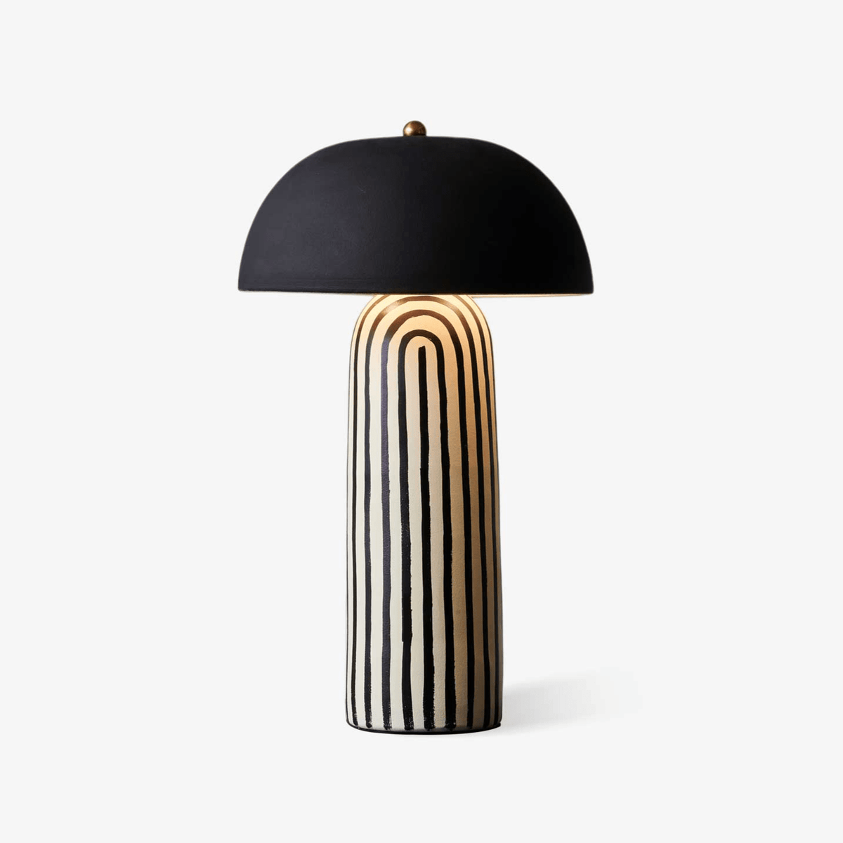 Striped Ceramic Table Lamp with Fabric Shade