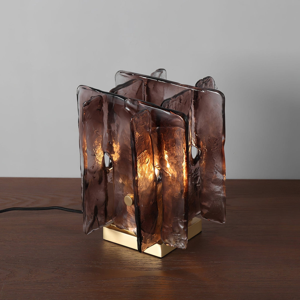 Amber Glow Ribbed Glass Table Lamp