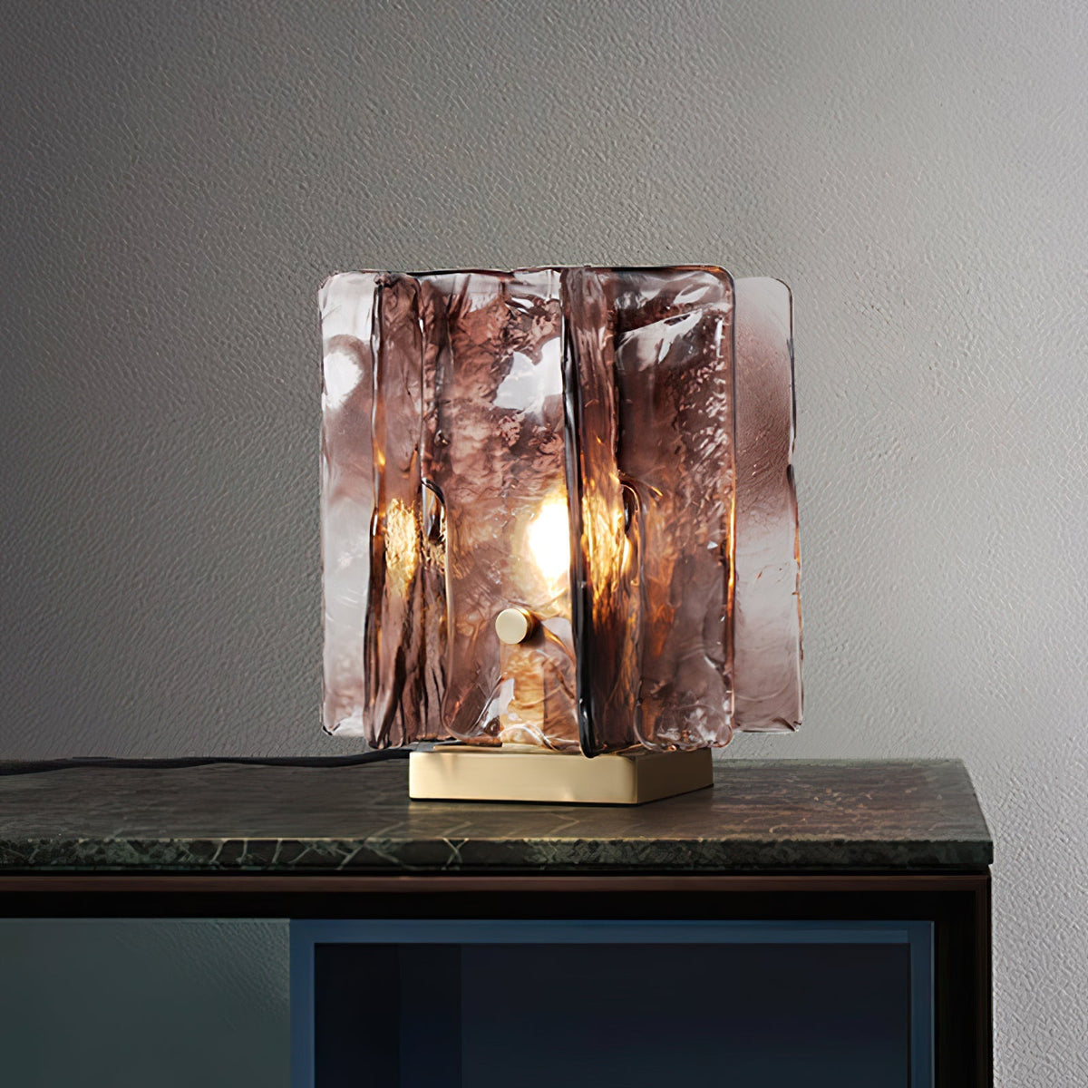 Amber Glow Ribbed Glass Table Lamp