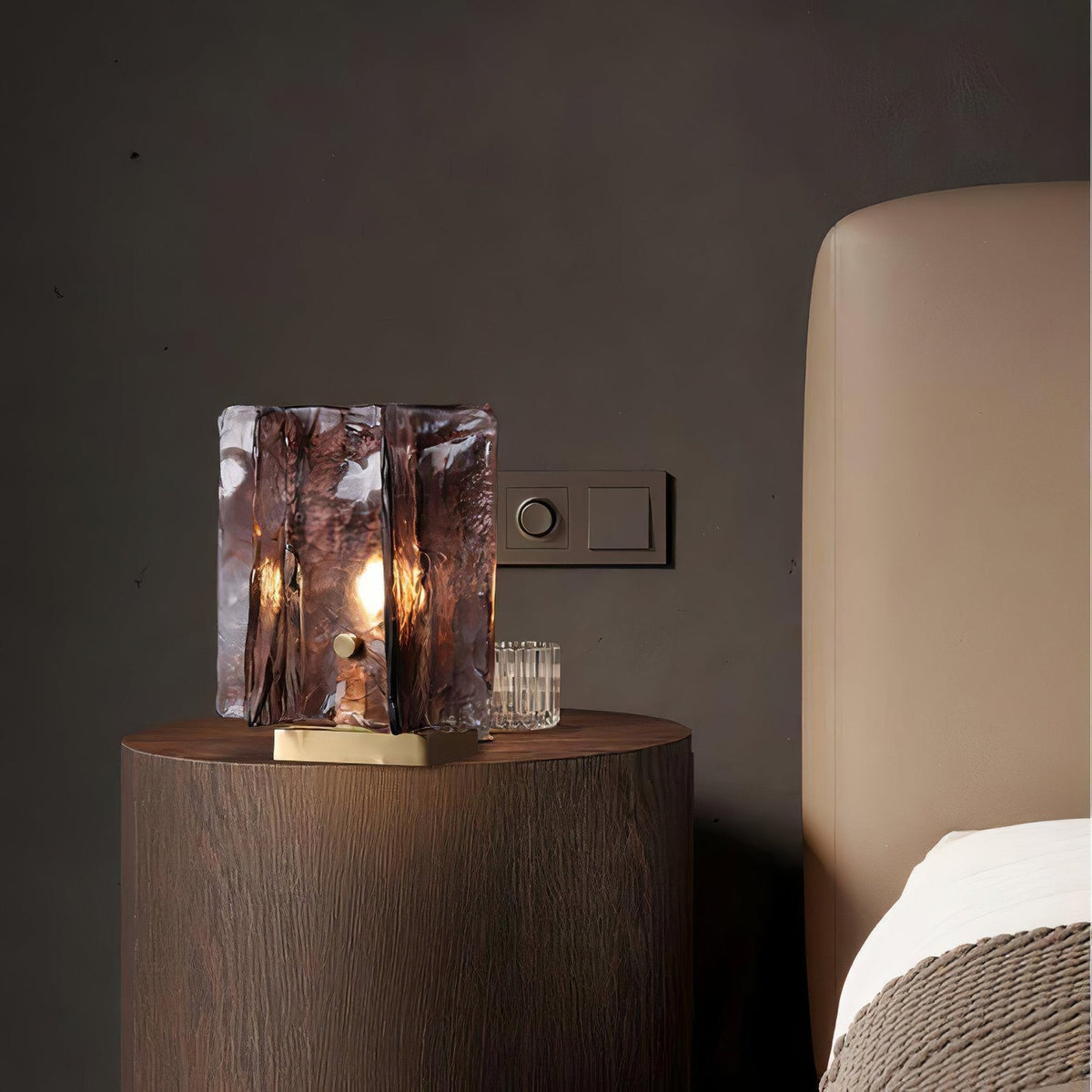 Amber Glow Ribbed Glass Table Lamp