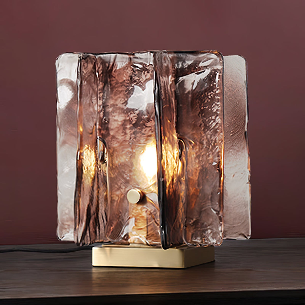 Amber Glow Ribbed Glass Table Lamp