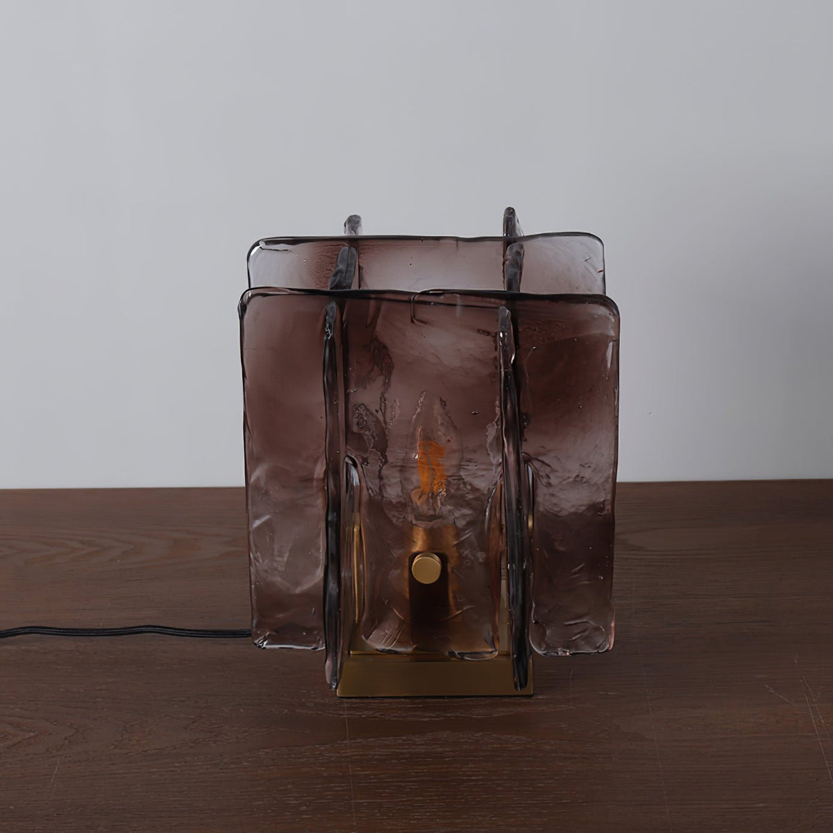 Amber Glow Ribbed Glass Table Lamp