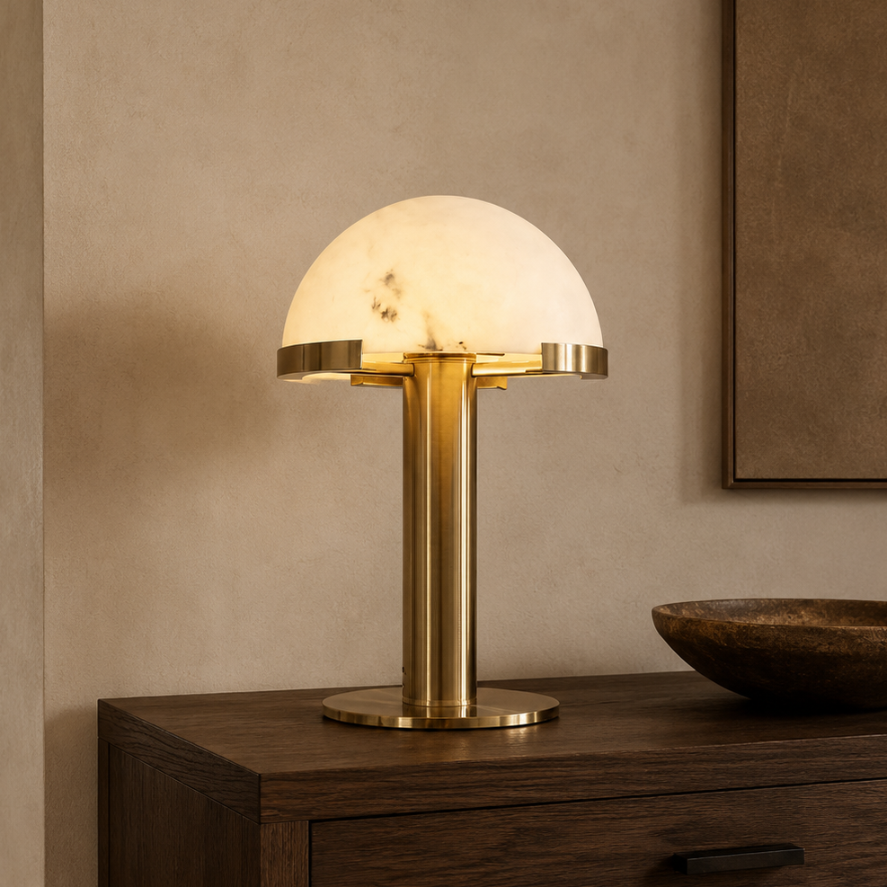 Alabaster Table Lamp with Soft Diffused Glow