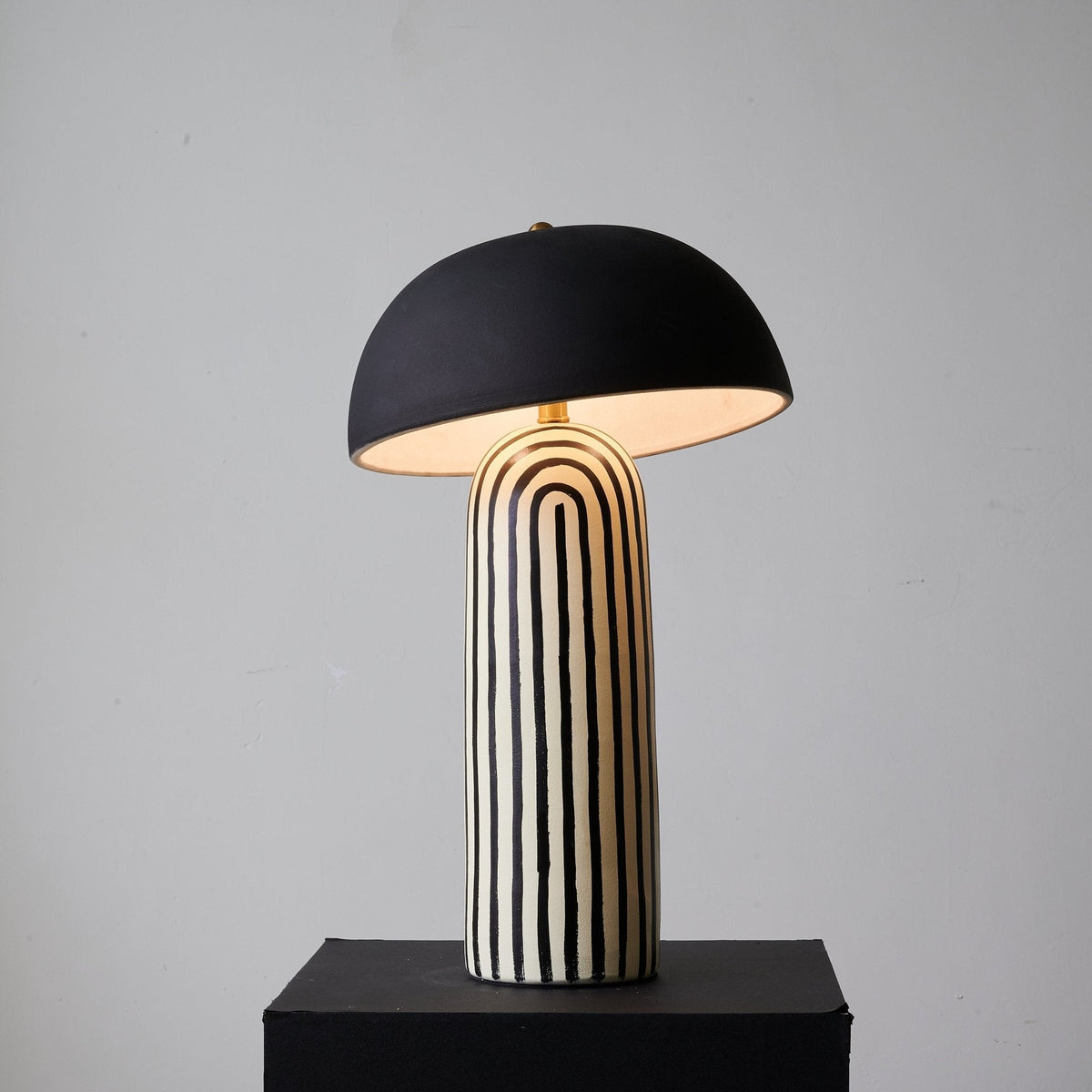 Striped Ceramic Table Lamp with Fabric Shade