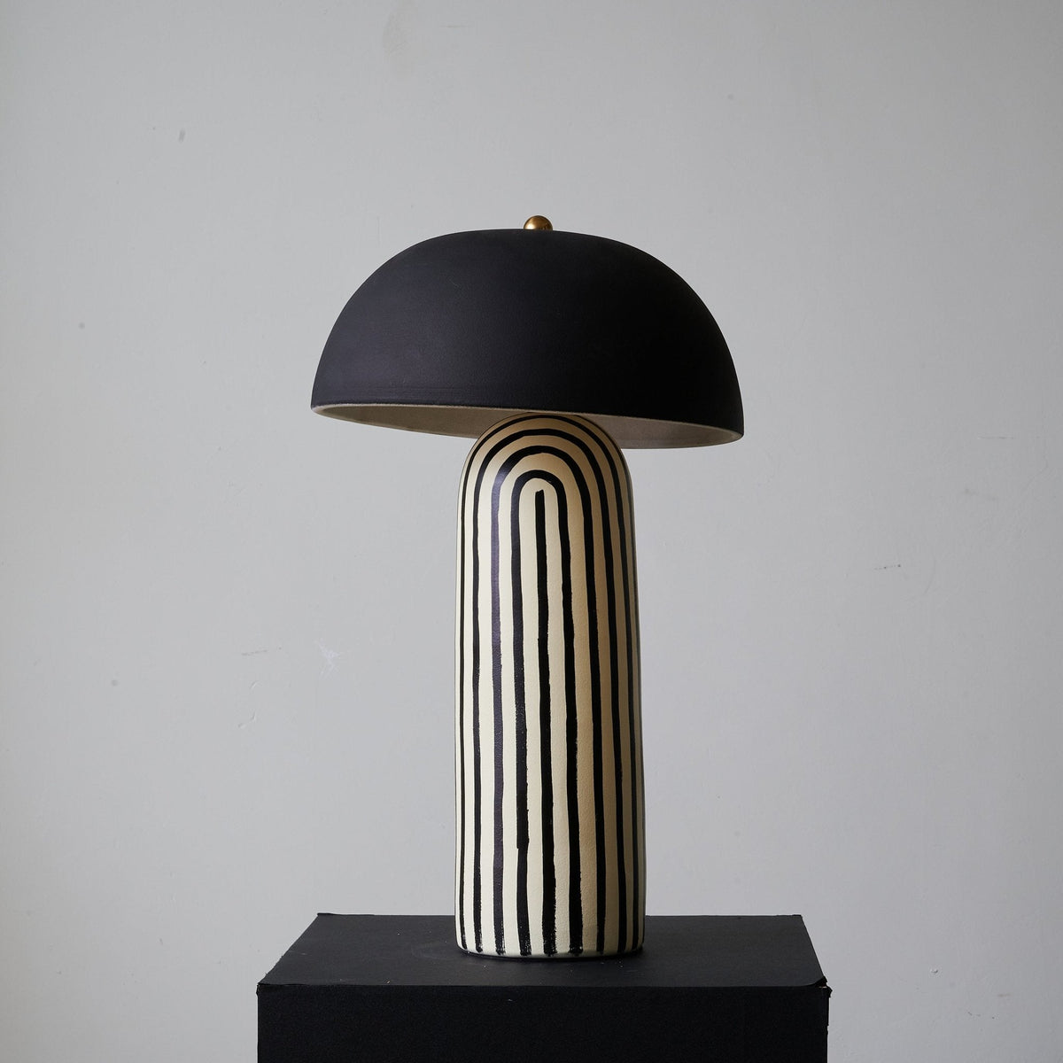 Striped Ceramic Table Lamp with Fabric Shade