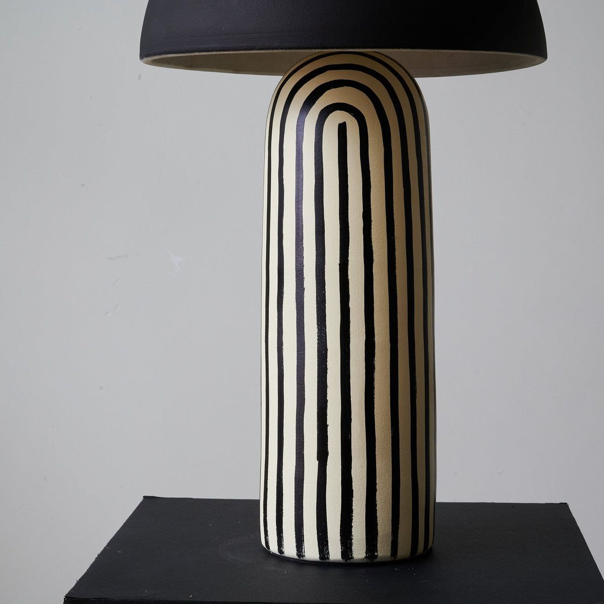 Striped Ceramic Table Lamp with Fabric Shade