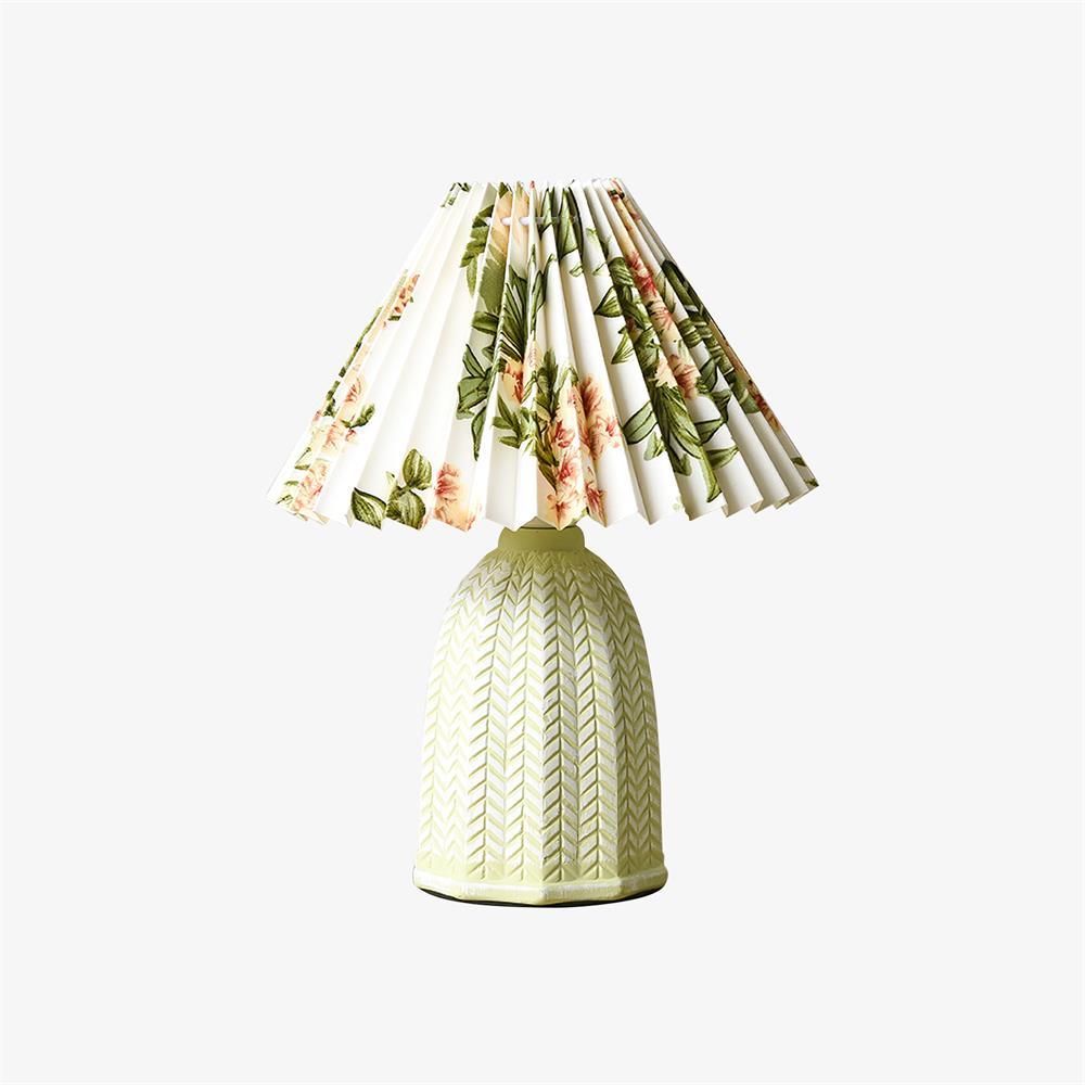 Pleated Ceramic Table Lamp with Soft Fabric Shade