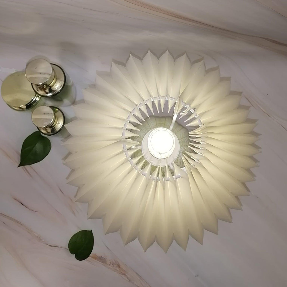 Pleated Ceramic Table Lamp with Soft Fabric Shade