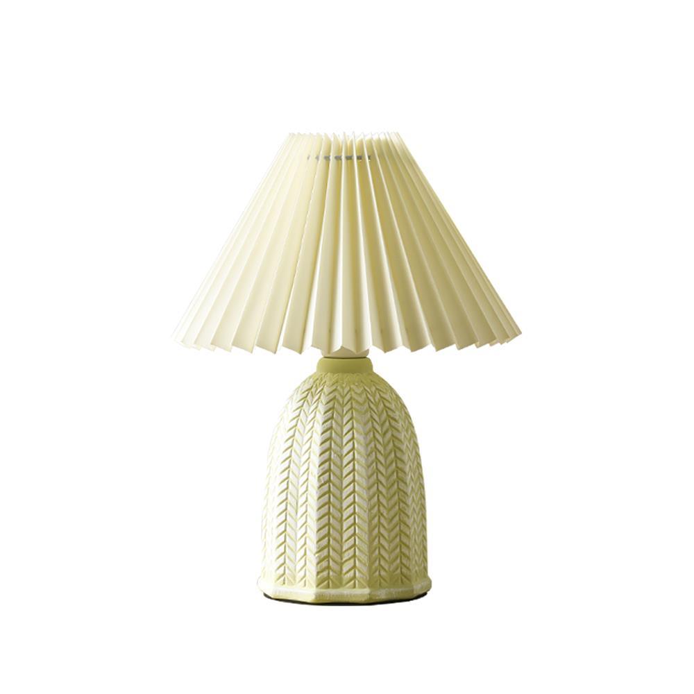 Pleated Ceramic Table Lamp with Soft Fabric Shade
