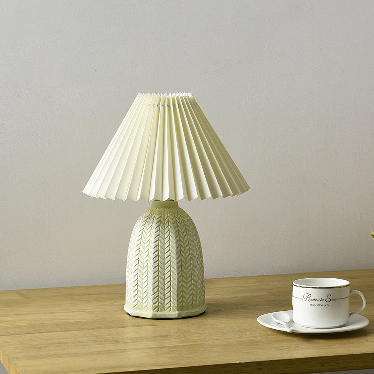 Pleated Ceramic Table Lamp with Soft Fabric Shade