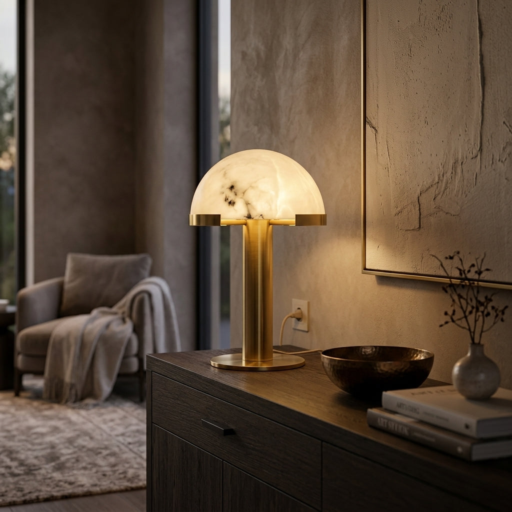 Alabaster Table Lamp with Soft Diffused Glow